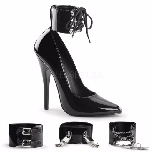Product image of Devious Domina-434 Black Patent, 6 inch (15.2 cm) Heel Court Pump Shoes