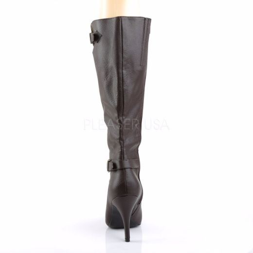 Product image of Pleaser Pink Label Dream-2030 Brown Faux Leather, 4 inch (10.2 cm) Heel Knee High Boot