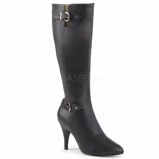 Product image of Pleaser Pink Label Dream-2030 Black Faux Leather, 4 inch (10.2 cm) Heel Knee High Boot