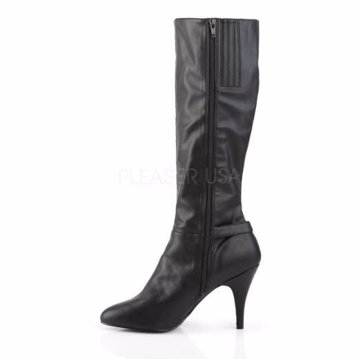 Product image of Pleaser Pink Label Dream-2030 Black Faux Leather, 4 inch (10.2 cm) Heel Knee High Boot