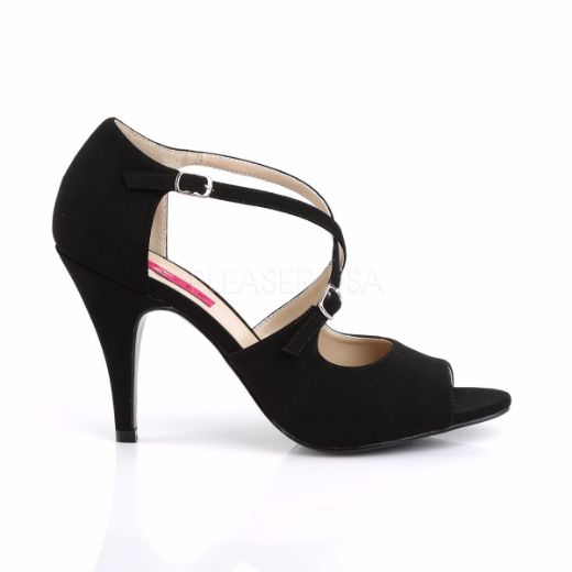Product image of Pleaser Pink Label Dream-412 Black Nubuck, 4 inch (10.2 cm) Heel Sandal Shoes