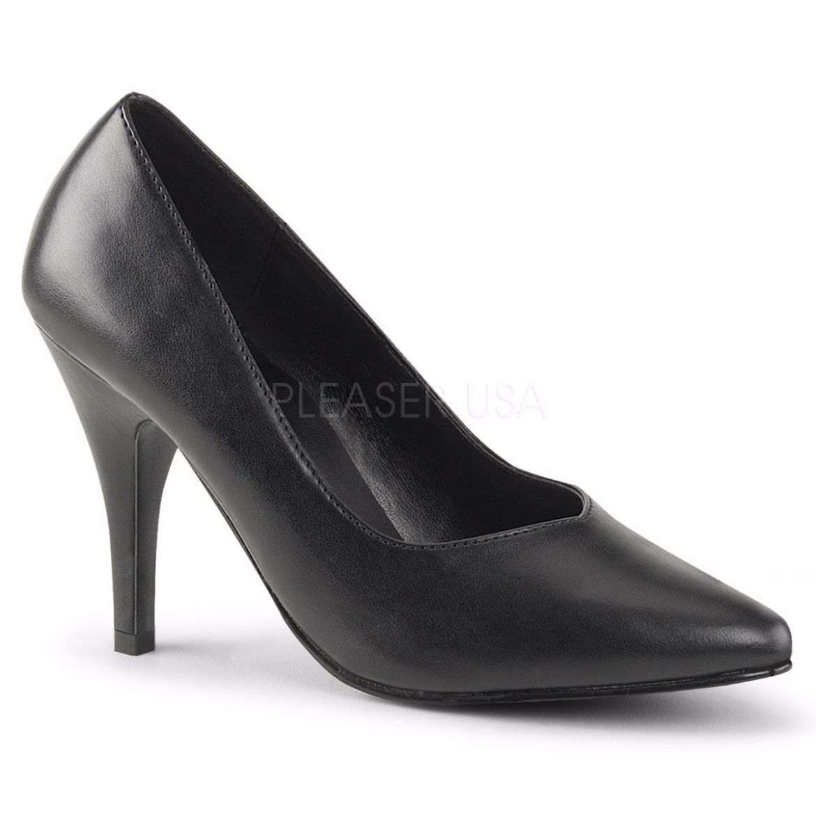 Product image of Pleaser Pink Label Dream-420 Black Faux Leather, 4 inch (10.2 cm) Heel Court Pump Shoes