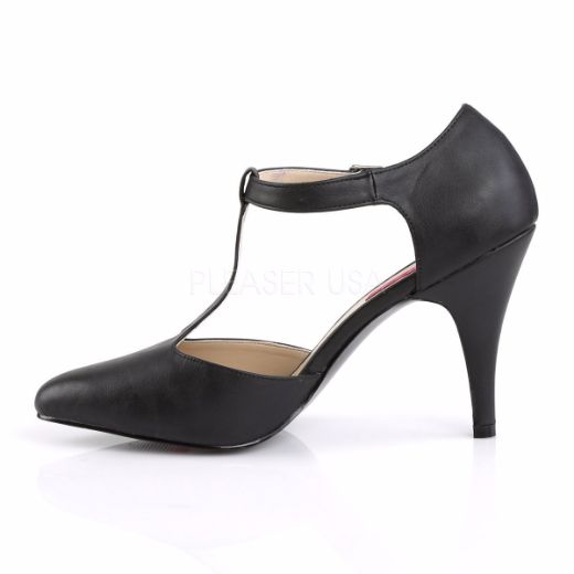 Product image of Pleaser Pink Label Dream-425 Black Faux Leather, 4 inch (10.2 cm) Heel Court Pump Shoes