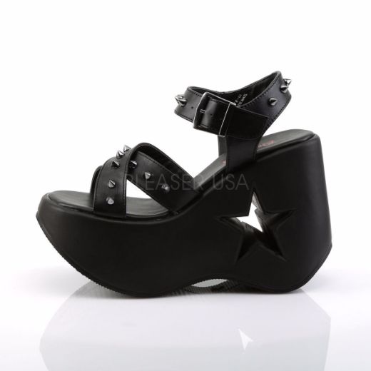 Product image of Demonia Dynamite-02 Black Vegan Leather, 5 inch Platform Sandal Shoes
