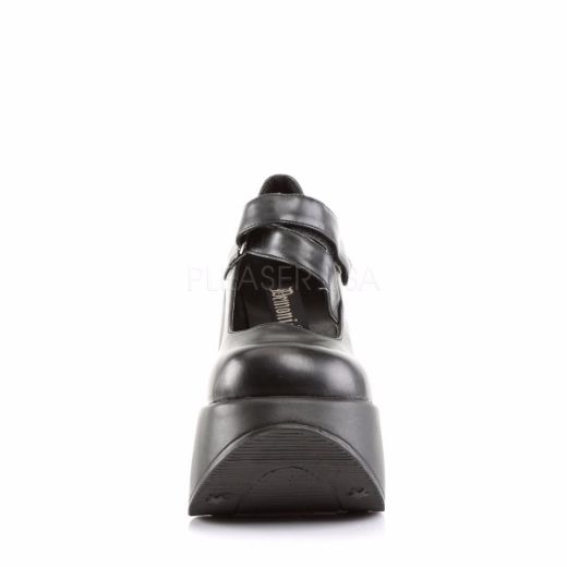 Product image of Demonia Dynamite-03 Black Vegan Leather, 5 1/4 inch (13.3 cm) Wedge Court Pump Shoes
