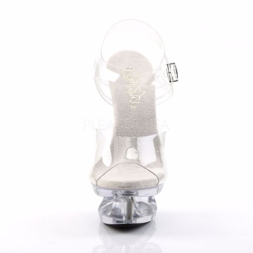 Product image of Pleaser Eclipse-608 Clear/Clear, 6 1/2 inch (16.5 cm) Heel, 1 3/4 inch (4.4 cm) Platform Sandal Shoes