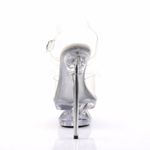Product image of Pleaser Eclipse-608 Clear/Clear, 6 1/2 inch (16.5 cm) Heel, 1 3/4 inch (4.4 cm) Platform Sandal Shoes