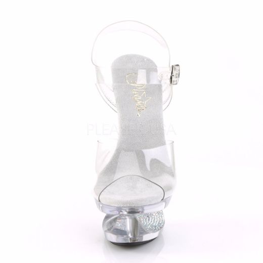 Product image of Pleaser Eclipse-608Dm Clear/Clear, 6 1/2 inch (16.5 cm) Heel, 1 3/4 inch (4.4 cm) Platform Sandal Shoes