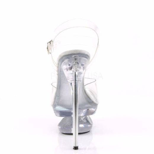 Product image of Pleaser Eclipse-608Dm Clear/Clear, 6 1/2 inch (16.5 cm) Heel, 1 3/4 inch (4.4 cm) Platform Sandal Shoes