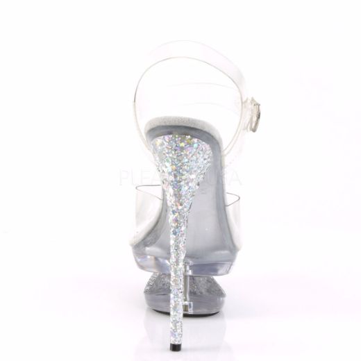 Product image of Pleaser Eclipse-608Gt Clear/Silver Multi Glitter-Clear, 6 1/2 inch (16.5 cm) Heel, 1 3/4 inch (4.4 cm) Platform Sandal Shoes