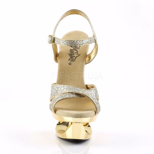 Product image of Pleaser Eclipse-619G Gold Multi Glitter/Gold Chrome, 6 1/2 inch (16.5 cm) Heel, 1 3/4 inch (4.4 cm) Platform Sandal Shoes