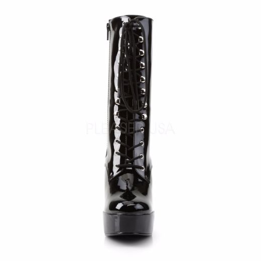 Product image of Pleaser Electra-1020 Black Patent/Black, 5 inch (12.7 cm) Heel, 1 1/2 inch (3.8 cm) Platform Ankle Boot