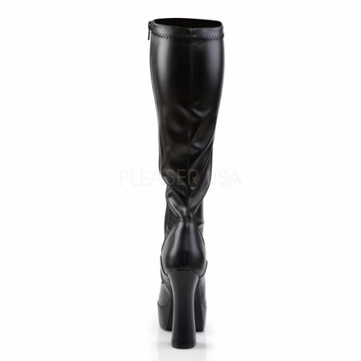 Product image of Pleaser Electra-2000Z Black Stretch Faux Leather, 5 inch (12.7 cm) Heel, 1 1/2 inch (3.8 cm) Platform Knee High Boot