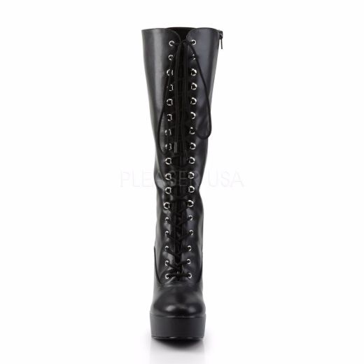 Product image of Pleaser Electra-2020 Black Faux Leather, 5 inch (12.7 cm) Heel, 1 1/2 inch (3.8 cm) Platform Knee High Boot