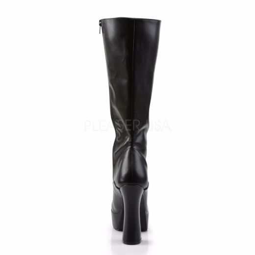 Product image of Pleaser Electra-2020 Black Faux Leather, 5 inch (12.7 cm) Heel, 1 1/2 inch (3.8 cm) Platform Knee High Boot