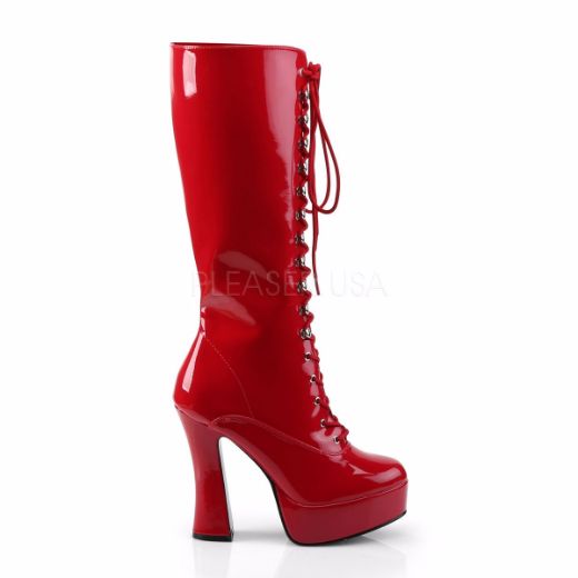 Product image of Pleaser Electra-2020 Red Patent, 5 inch (12.7 cm) Heel, 1 1/2 inch (3.8 cm) Platform Knee High Boot