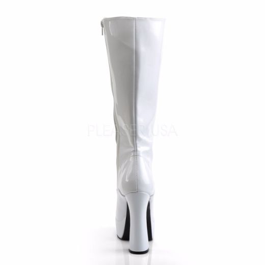 Product image of Pleaser Electra-2020 White Patent, 5 inch (12.7 cm) Heel, 1 1/2 inch (3.8 cm) Platform Knee High Boot