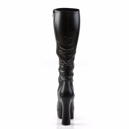 Product image of Pleaser Electra-2023 Black Stretch Faux Leather, 5 inch (12.7 cm) Heel, 1 1/2 inch (3.8 cm) Platform Knee High Boot