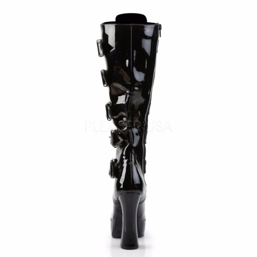 Product image of Pleaser Electra-2042 Black Patent, 5 inch (12.7 cm) Heel, 1 1/2 inch (3.8 cm) Platform Knee High Boot