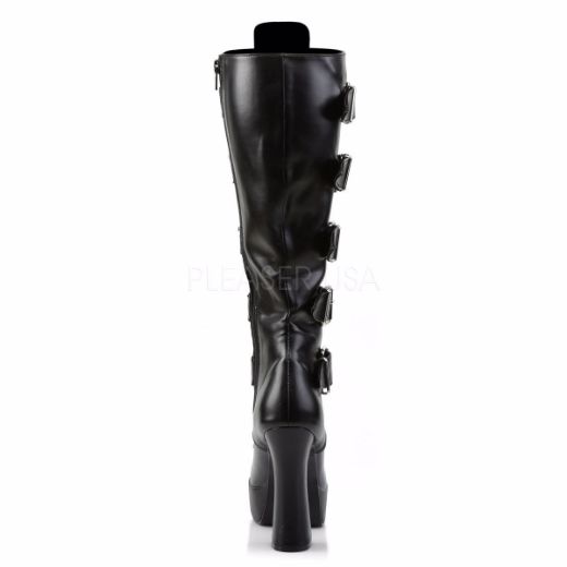 Product image of Pleaser Electra-2042 Black Faux Leather, 5 inch (12.7 cm) Heel, 1 1/2 inch (3.8 cm) Platform Knee High Boot