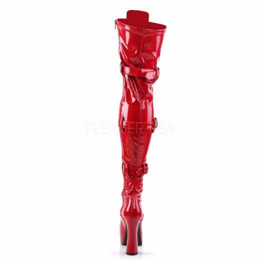 Product image of Pleaser Electra-3028 Red Stretch Patent, 5 inch (12.7 cm) Heel, 1 1/2 inch (3.8 cm) Platform Thigh High Boot