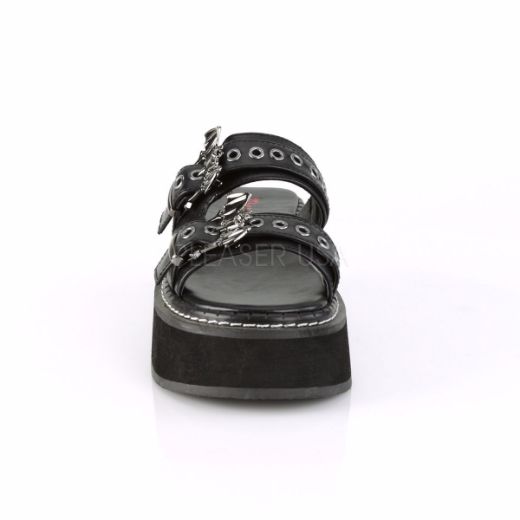 Product image of Demonia Emily-100 Black Vegan Leather, 2 inch Platform Sandal Shoes