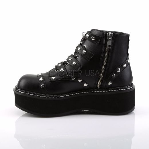 Product image of Demonia Emily-315 Black Vegan Leather, 2 inch Platform Ankle Boot