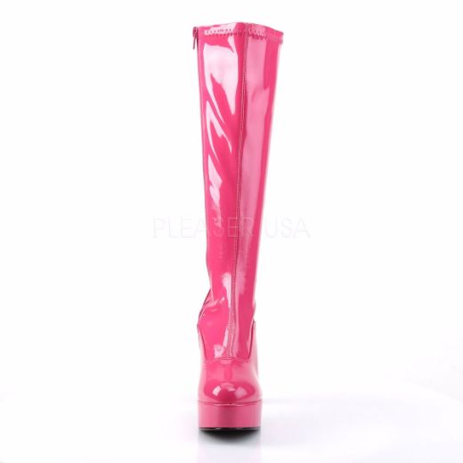 Product image of Funtasma Exotica-2000 Hot Pink Stretch Patent, 4 inch (10.2 cm) Heel, 1 1/2 inch (3.8 cm) Platform Knee High Boot