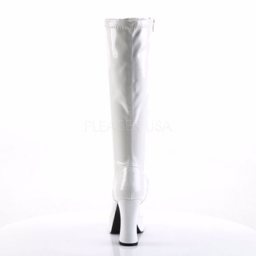 Product image of Funtasma Exotica-2000 White Stretch Patent, 4 inch (10.2 cm) Heel, 1 1/2 inch (3.8 cm) Platform Knee High Boot