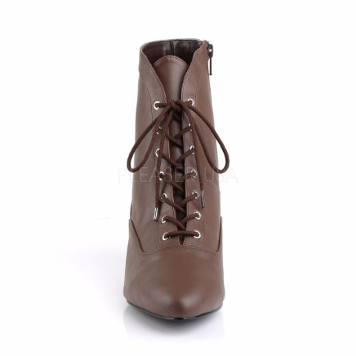 Product image of Pleaser Pink Label Fab-1005 Brown Faux Leather, 2 inch (5.1 cm) Heel Ankle Boot