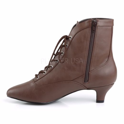 Product image of Pleaser Pink Label Fab-1005 Brown Faux Leather, 2 inch (5.1 cm) Heel Ankle Boot