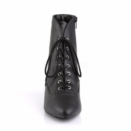 Product image of Pleaser Pink Label Fab-1005 Black Faux Leather, 2 inch (5.1 cm) Heel Ankle Boot