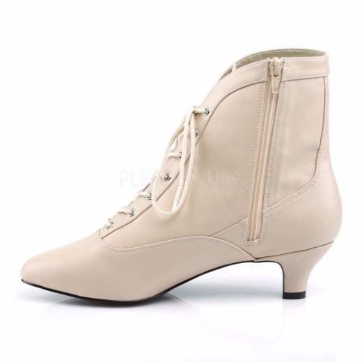 Product image of Pleaser Pink Label Fab-1005 Cream Faux Leather, 2 inch (5.1 cm) Heel Ankle Boot