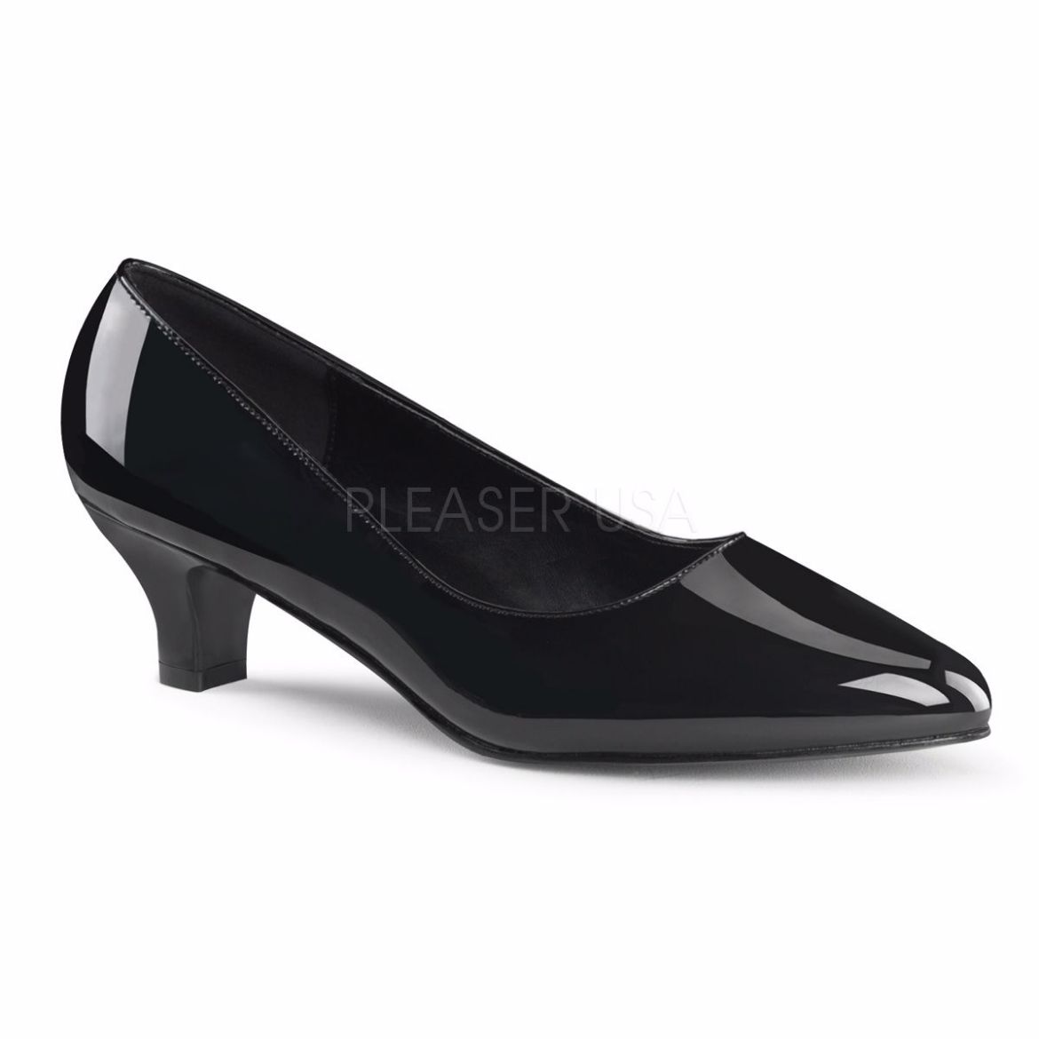 Product image of Pleaser Pink Label Fab-420 Black Patent, 2 inch (5.1 cm) Heel Court Pump Shoes