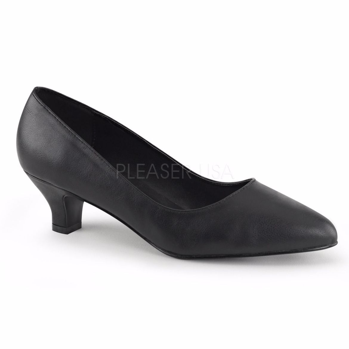 Product image of Pleaser Pink Label Fab-420 Black Faux Leather, 2 inch (5.1 cm) Heel Court Pump Shoes