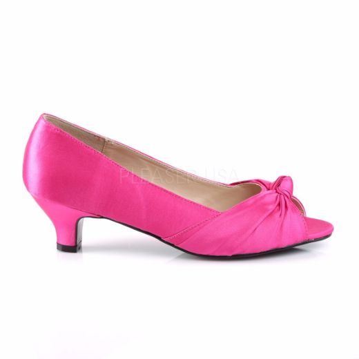 Product image of Pleaser Pink Label Fab-422 Hot Pink Satin, 2 inch (5.1 cm) Heel Court Pump Shoes
