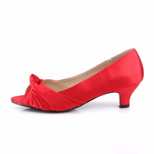 Product image of Pleaser Pink Label Fab-422 Red Satin, 2 inch (5.1 cm) Heel Court Pump Shoes