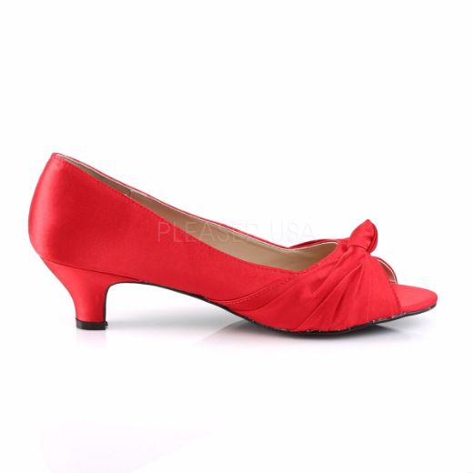 Product image of Pleaser Pink Label Fab-422 Red Satin, 2 inch (5.1 cm) Heel Court Pump Shoes