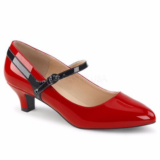 Product image of Pleaser Pink Label Fab-425 Red-Black Patent, 2 inch (5.1 cm) Heel Court Pump Shoes