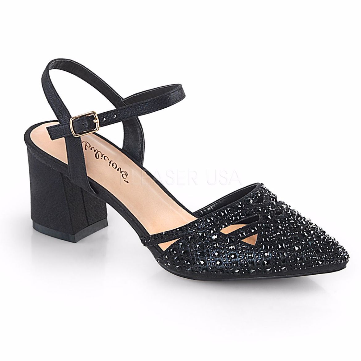 Product image of Fabulicious Faye-06 Black Shimmering Fabric, 2 3/4 inch (7 cm) Heel Court Pump Shoes