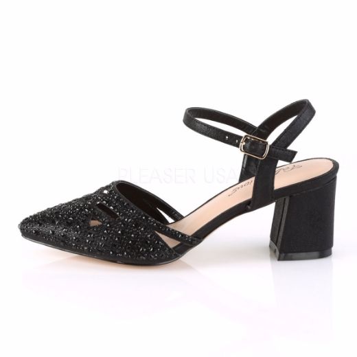 Product image of Fabulicious Faye-06 Black Shimmering Fabric, 2 3/4 inch (7 cm) Heel Court Pump Shoes