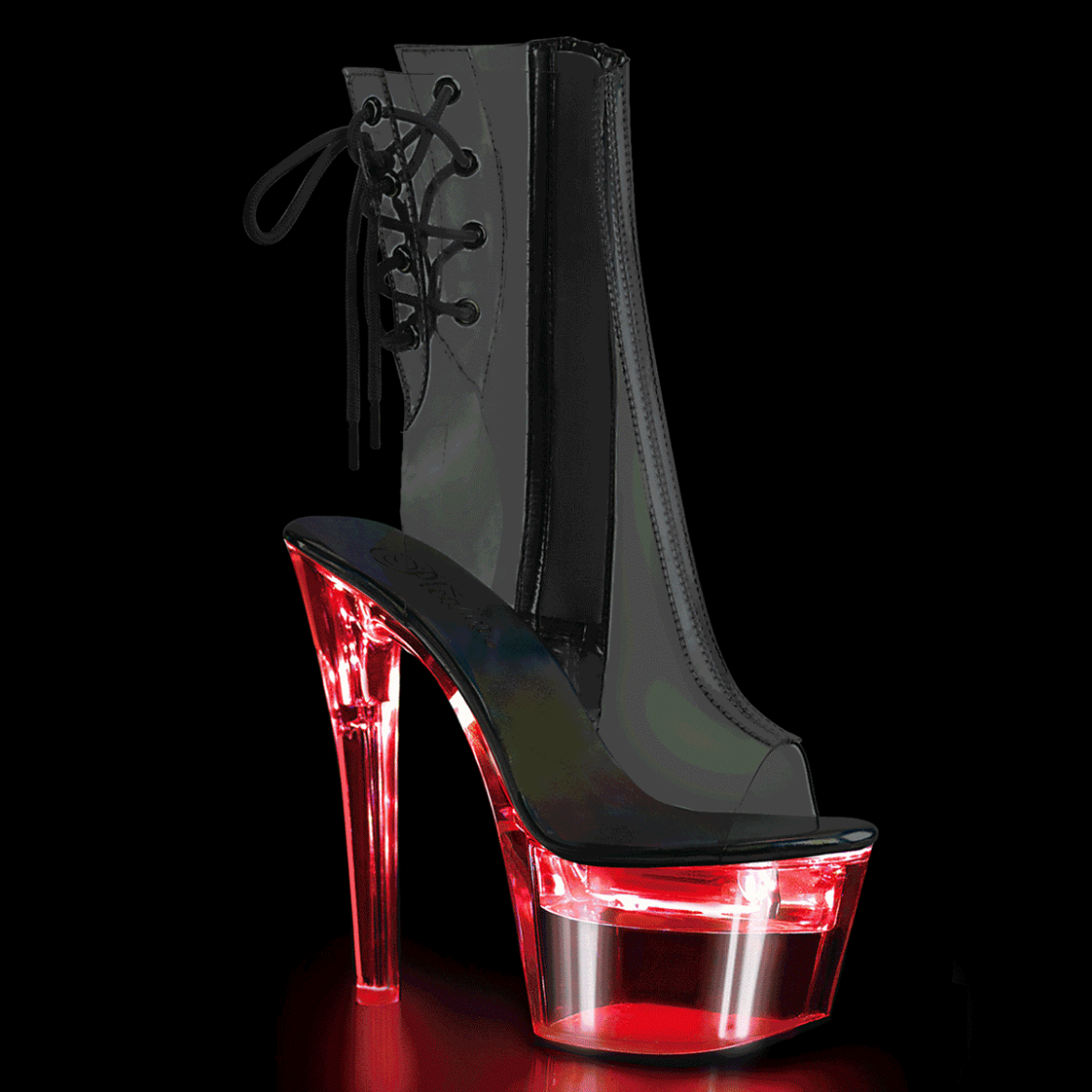 Product image of Pleaser Flashdance-1018C-7 Clear/Clear, 7 inch (17.8 cm) Heel, 2 3/4 inch (7 cm) Platform Ankle Boot