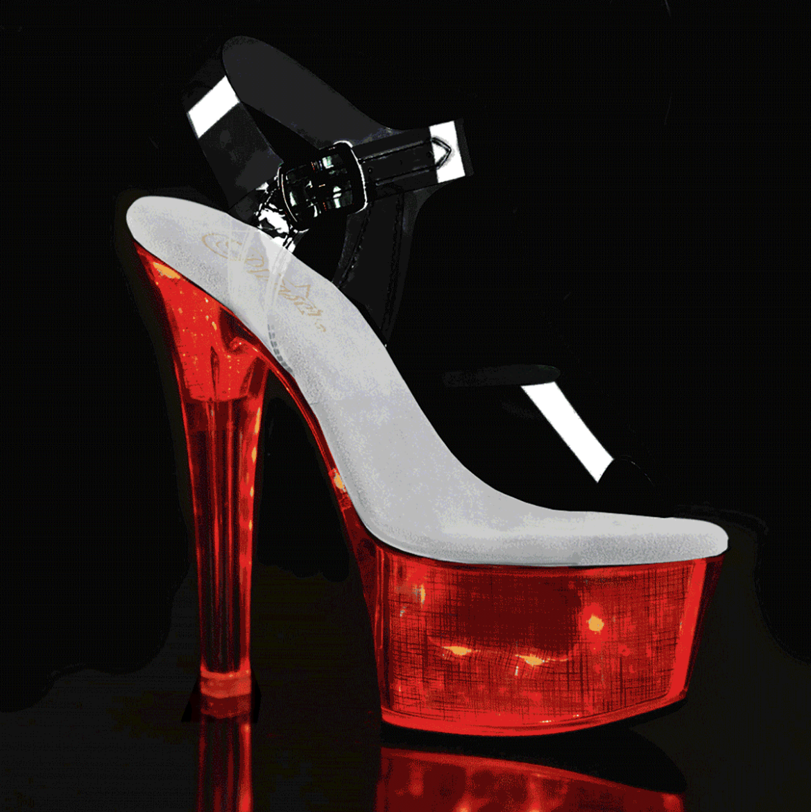 Product image of Pleaser Flashdance-608Ch Clear/Silver Hologram, 6 inch (15.2 cm) Heel, 2 1/4 inch (5.7 cm) Platform Sandal Shoes