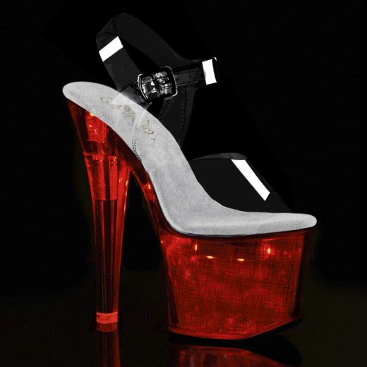 Product image of Pleaser Flashdance-708Ch Clear/Silver Hologram, 7 inch (17.8 cm) Heel, 2 3/4 inch (7 cm) Platform Sandal Shoes