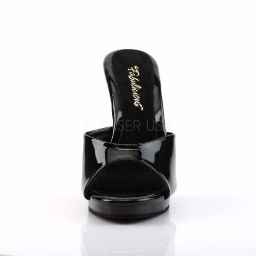 Product image of Fabulicious Flair-401-2 Black/Black, 4 1/2 inch (11.4 cm) Heel, 1/2 inch (1.3 cm) Platform Slide Mule Shoes