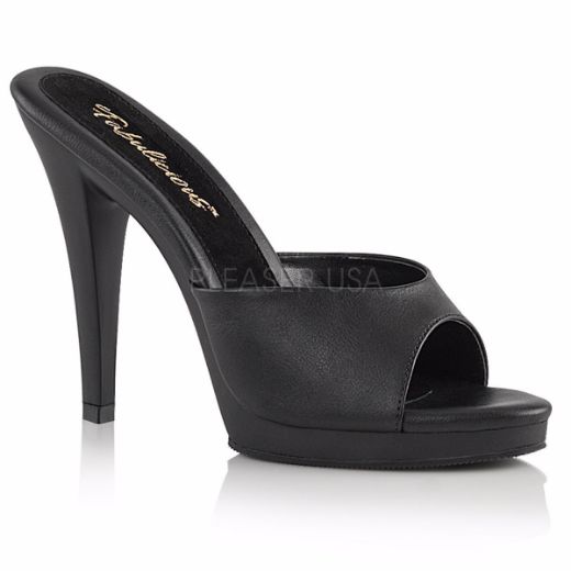 Product image of Fabulicious Flair-401-2 Black Pu/Black, 4 1/2 inch (11.4 cm) Heel, 1/2 inch (1.3 cm) Platform Slide Mule Shoes