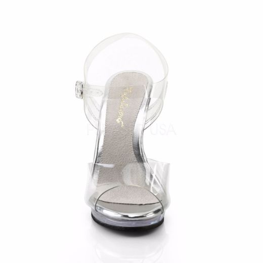 Product image of Fabulicious Flair-408 Clear/Clear, 4 1/2 inch (11.4 cm) Heel, 1/2 inch (1.3 cm) Platform Sandal Shoes