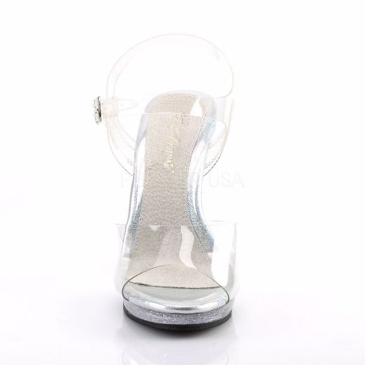 Product image of Fabulicious Flair-408Mg Clear/Clear, 4 1/2 inch (11.4 cm) Heel, 1/2 inch (1.3 cm) Platform Sandal Shoes