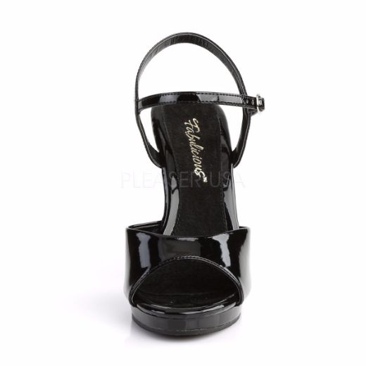 Product image of Fabulicious Flair-409 Black Patent/Black, 4 1/2 inch (11.4 cm) Heel Sandal Shoes
