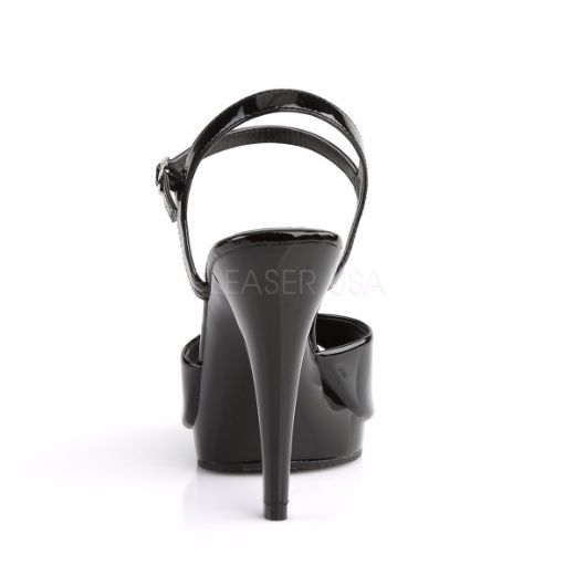Product image of Fabulicious Flair-409 Black Patent/Black, 4 1/2 inch (11.4 cm) Heel Sandal Shoes